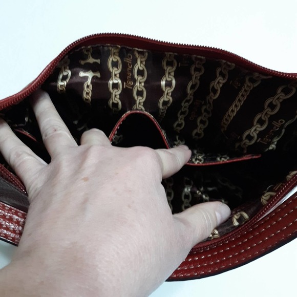 Tignanello red shoulder bag pebbled leather Y2K 90s style - Picture 12 of 15